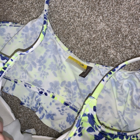 LA Hearts Neon Yellow & Blue Swim Cover top sz L - Picture 7 of 9